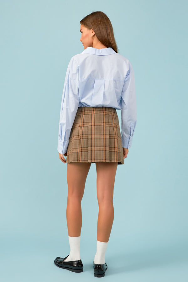 English Factory Box Pleated Check Skort BROWN