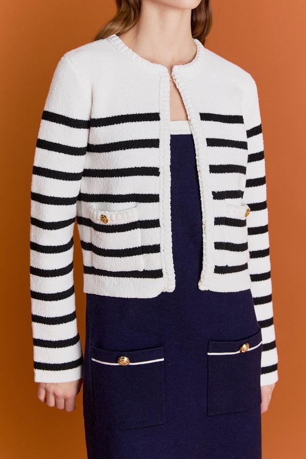 English Factory Braided Stripe Cardigan OFF WHITE