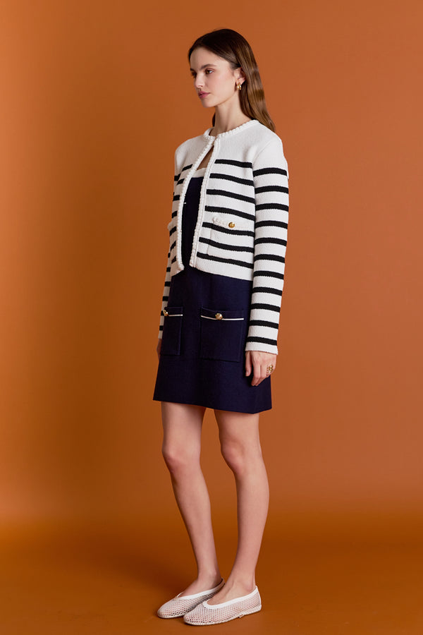 English Factory Braided Stripe Cardigan OFF WHITE