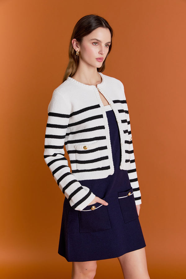 english factory Braided Stripe Cardigan OFF WHITE