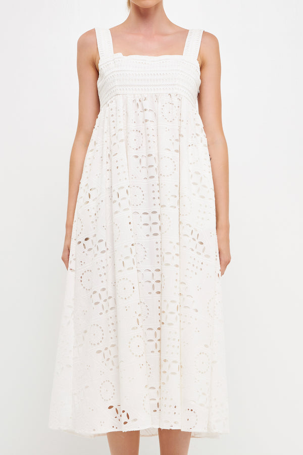 English Factory Broderie Anglaise Maxi Dress WHITE
