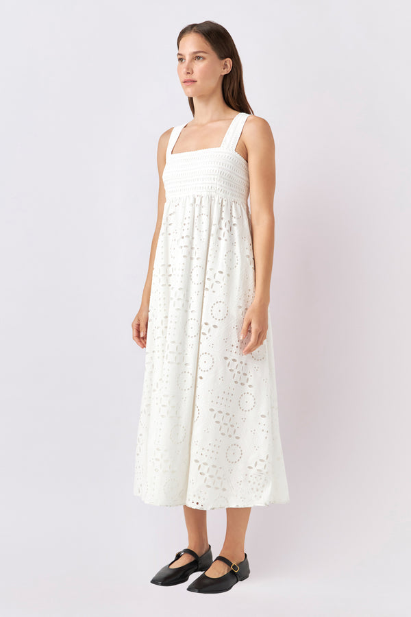 English Factory Broderie Anglaise Maxi Dress WHITE