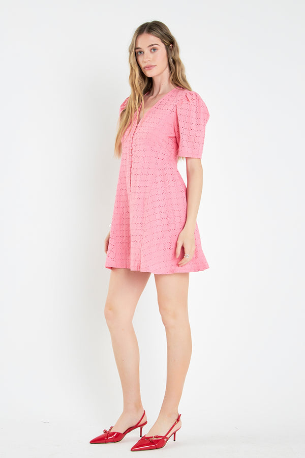 English Factory Broderie Lace Dress PINK