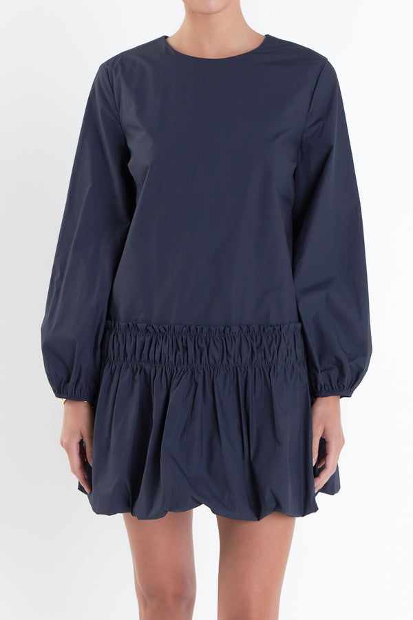 English Factory Bubble Hem Dress NAVY