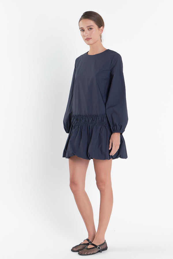 English Factory Bubble Hem Dress NAVY
