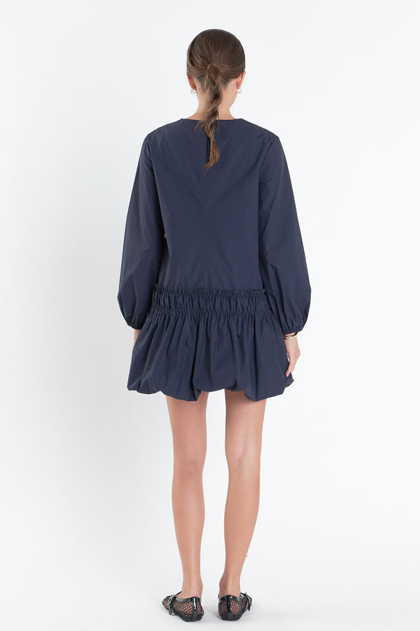 English Factory Bubble Hem Dress NAVY