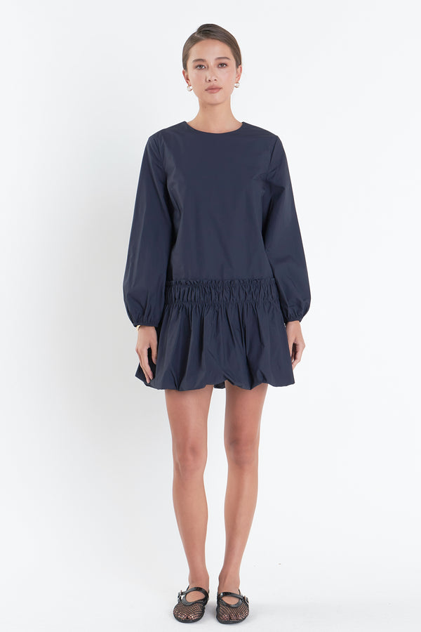 english factory Bubble Hem Dress NAVY