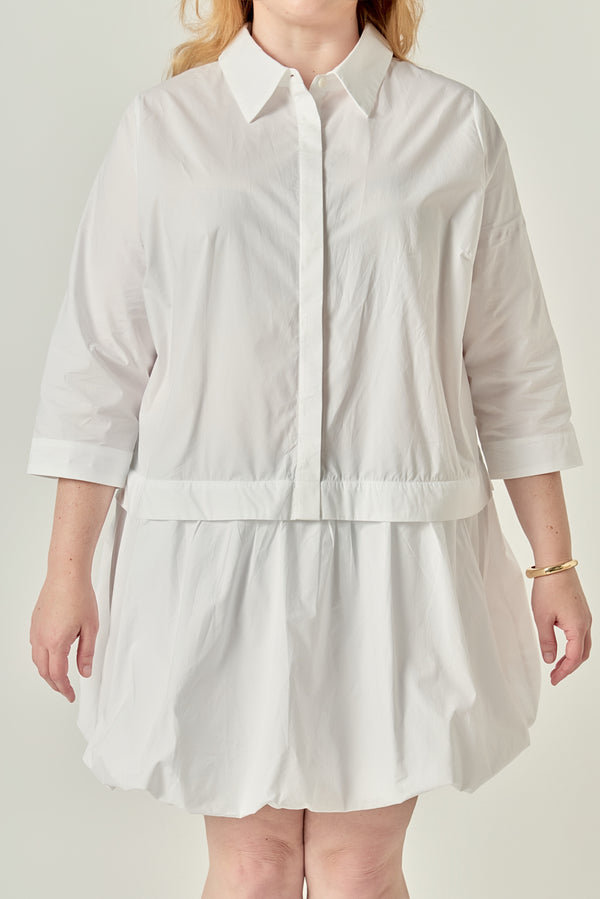 English Factory Bubble Hem Shirt Dress WHITE