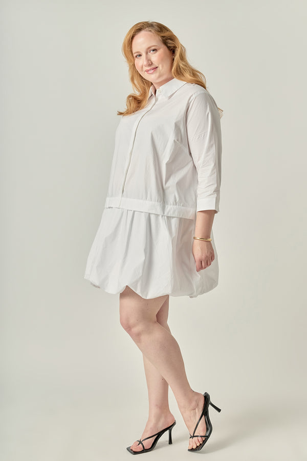 English Factory Bubble Hem Shirt Dress WHITE