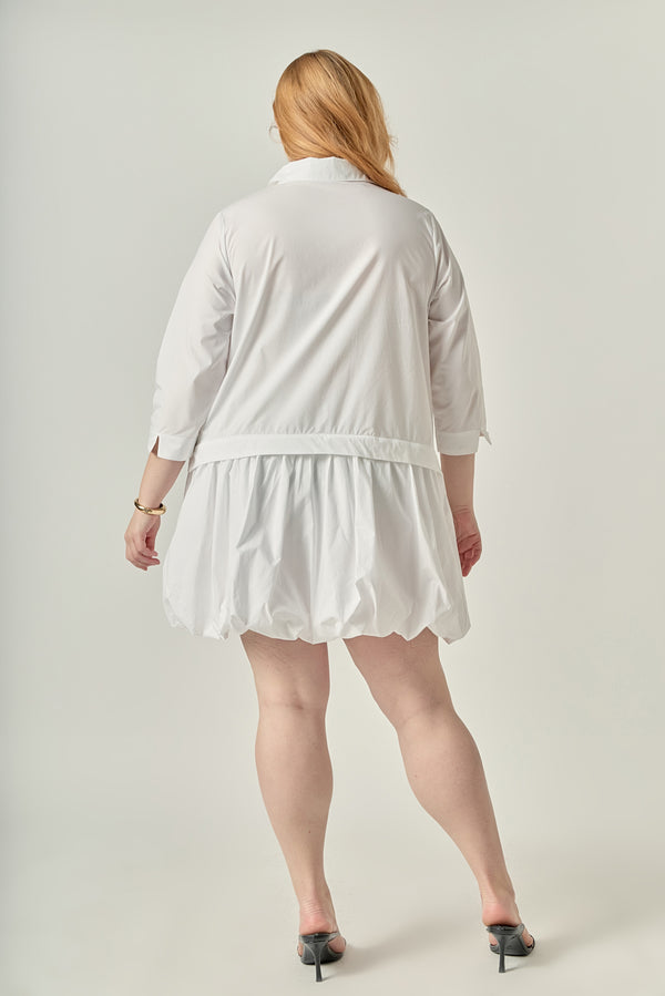English Factory Bubble Hem Shirt Dress WHITE