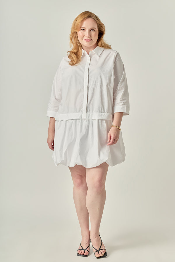 english factory Bubble Hem Shirt Dress WHITE