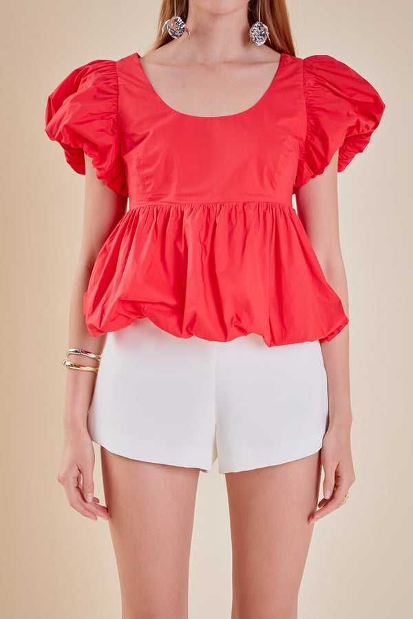 English Factory Bubble Hem Top RED