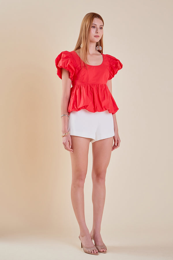 English Factory Bubble Hem Top RED