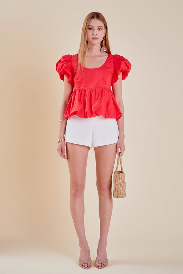 english factory Bubble Hem Top RED