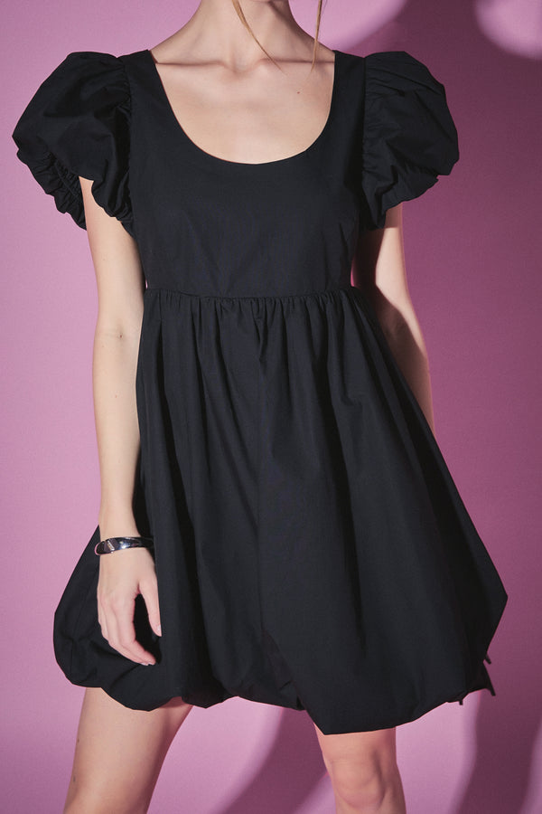 English Factory Bubble Scoop Neck Dress BLACK