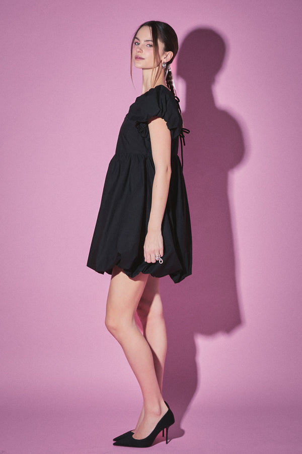 English Factory Bubble Scoop Neck Dress BLACK