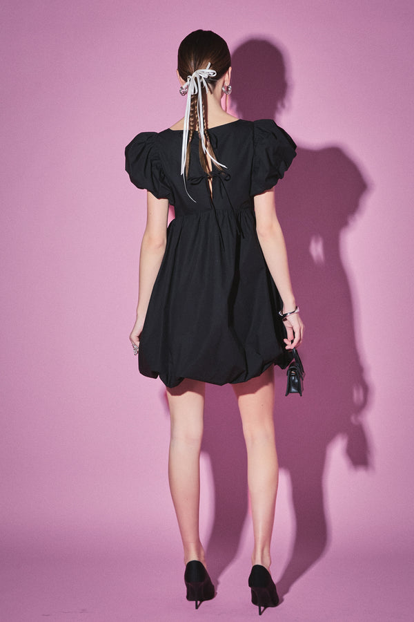 English Factory Bubble Scoop Neck Dress BLACK