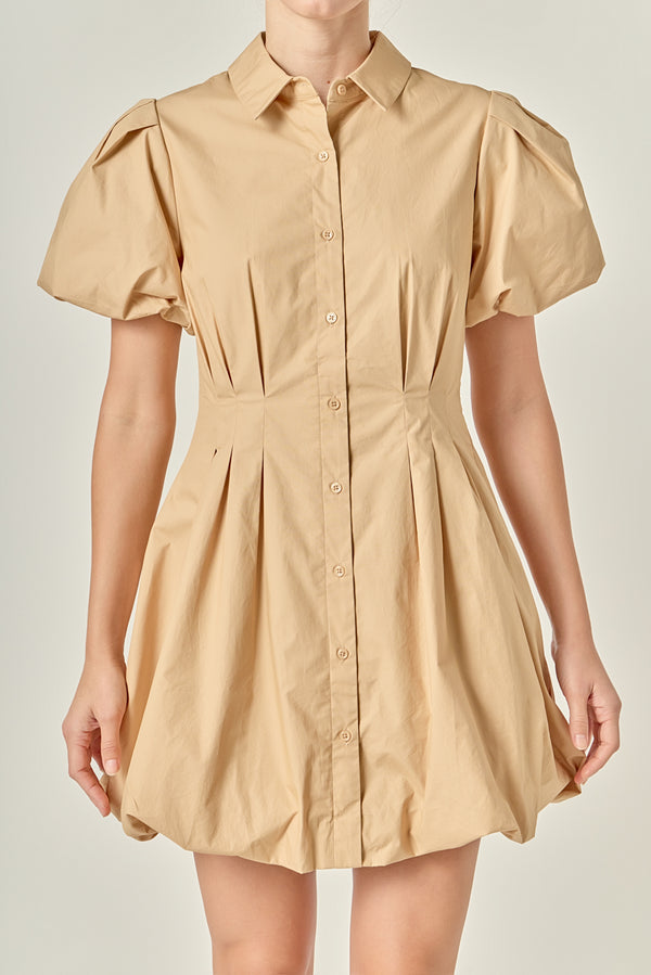 English Factory Button Down Bubble Mini Skirt TAN