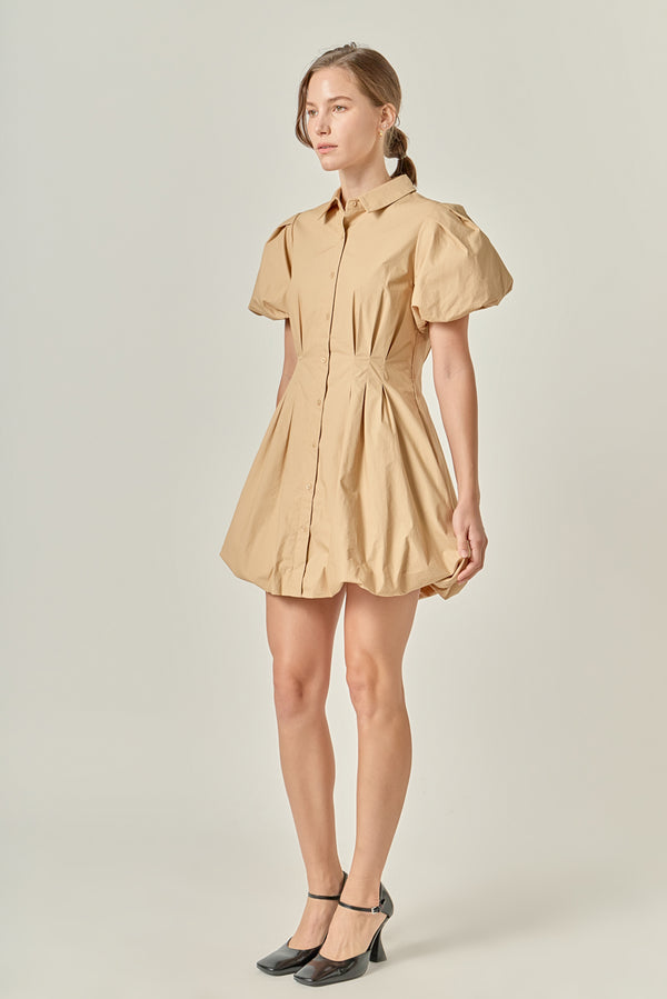 English Factory Button Down Bubble Mini Skirt TAN
