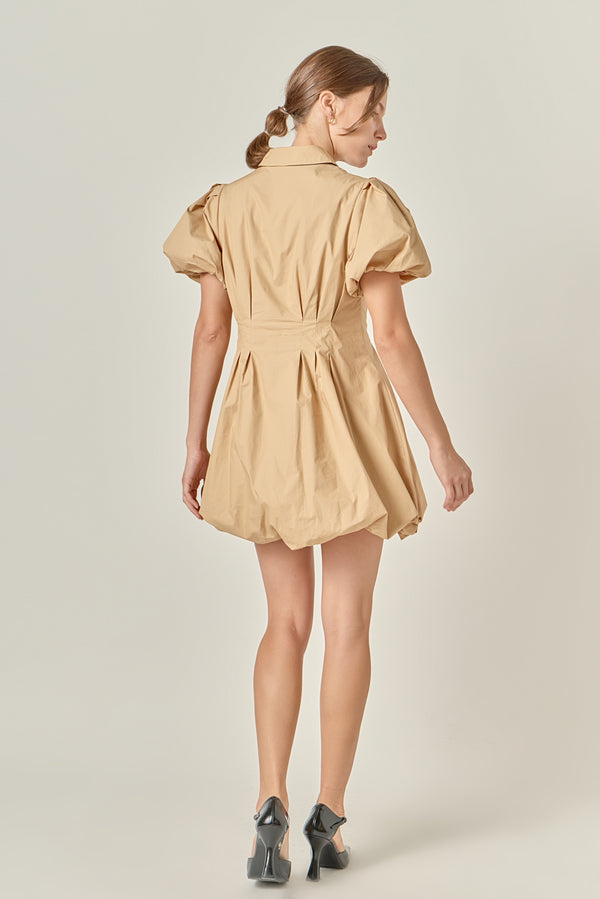 English Factory Button Down Bubble Mini Skirt TAN