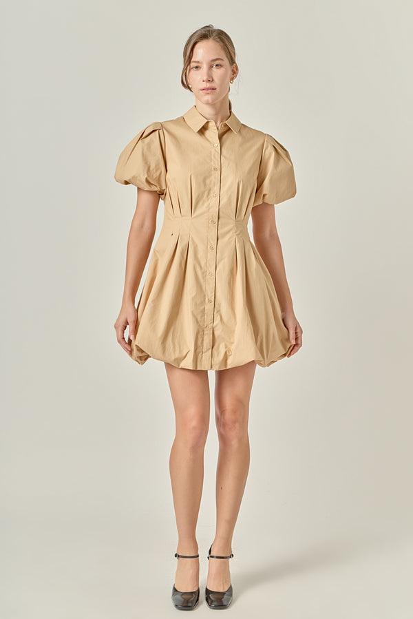 english factory Button Down Bubble Mini Skirt TAN