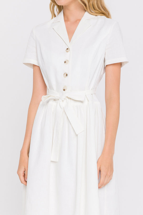 English Factory Button Down Day Dress WHITE