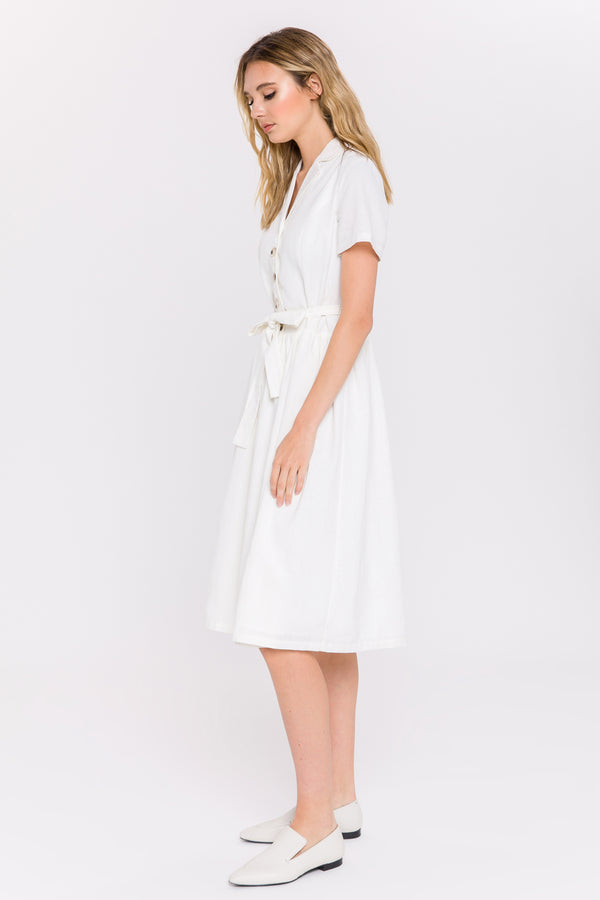 English Factory Button Down Day Dress WHITE