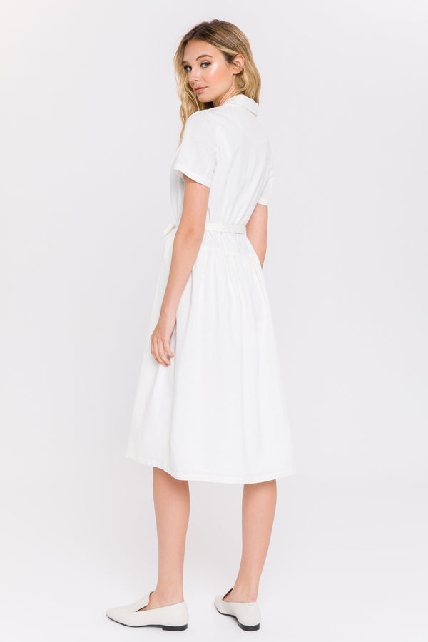 English Factory Button Down Day Dress WHITE