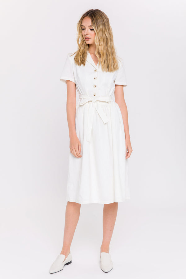 english factory Button Down Day Dress WHITE