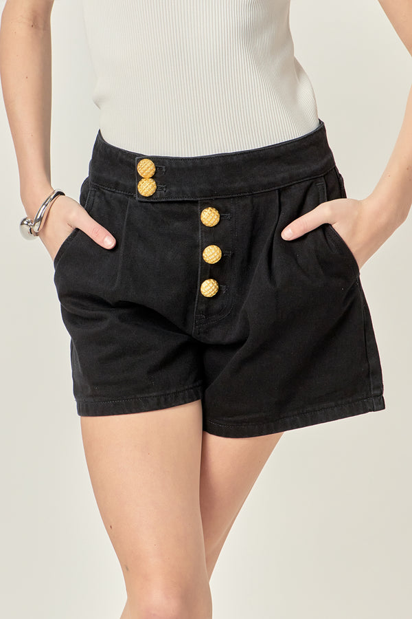 English Factory Buttoned Denim Shorts BLACK