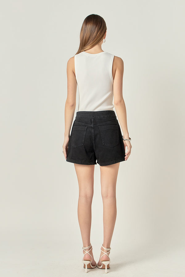 English Factory Buttoned Denim Shorts BLACK