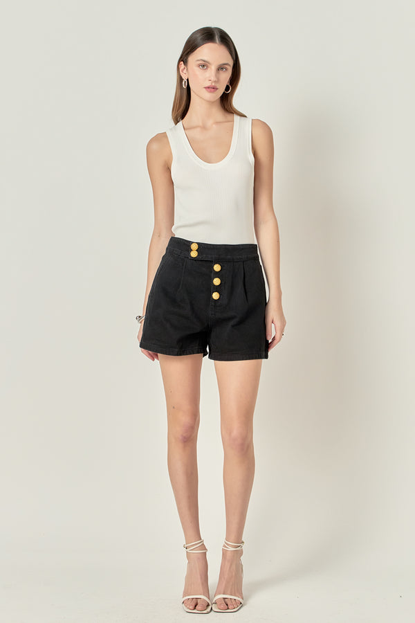 english factory Buttoned Denim Shorts BLACK