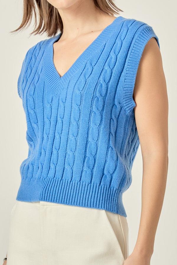 English Factory Cable Knit Chunky Vest BLUE