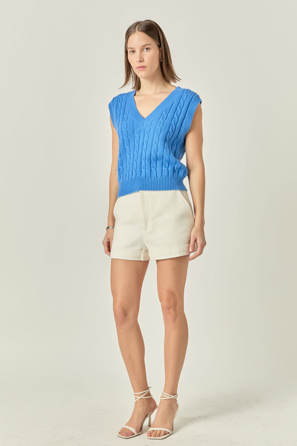 English Factory Cable Knit Chunky Vest BLUE