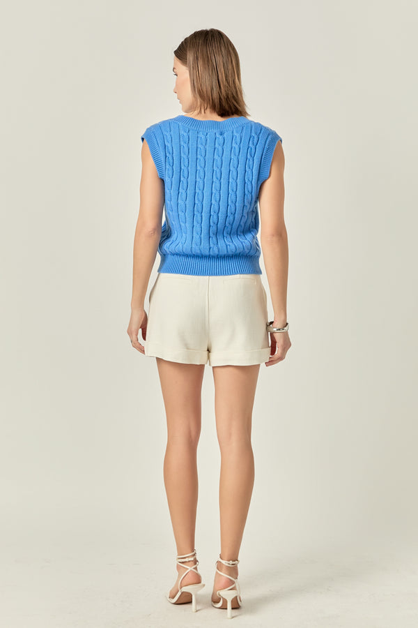 English Factory Cable Knit Chunky Vest BLUE