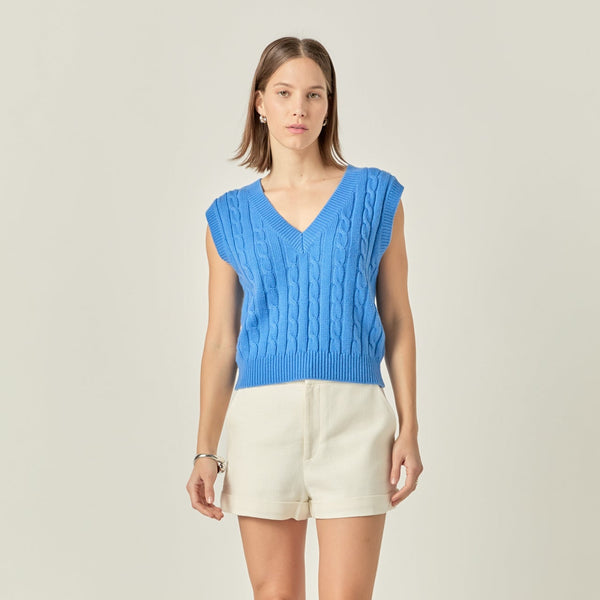 english factory Cable Knit Chunky Vest BLUE