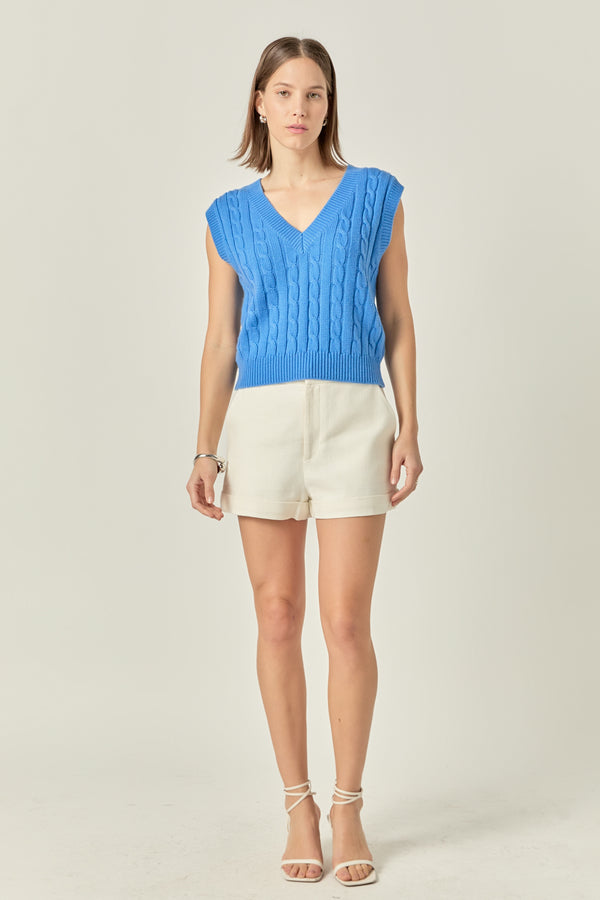 english factory Cable Knit Chunky Vest BLUE