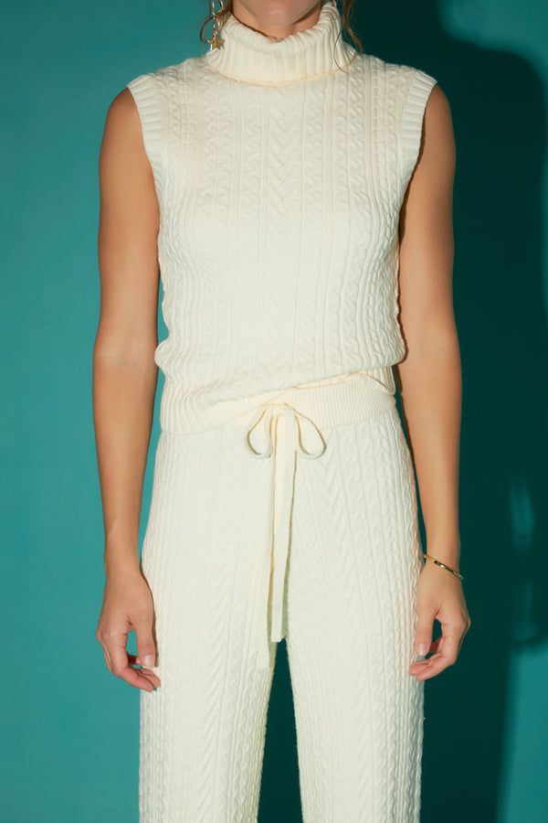 English Factory Cable Mock Neck Knit Top IVORY