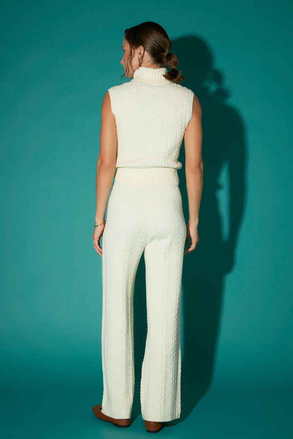 English Factory Cable Mock Neck Knit Top IVORY