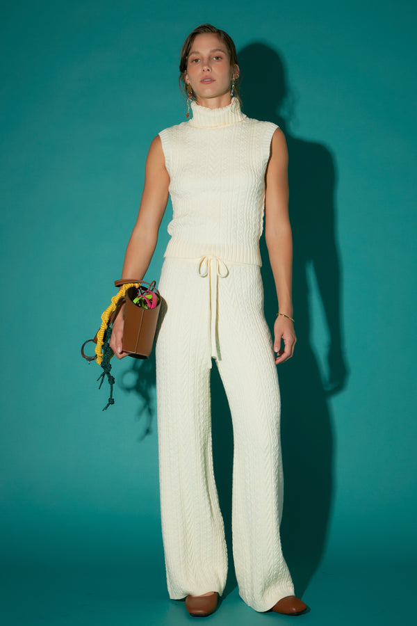 english factory Cable Mock Neck Knit Top IVORY