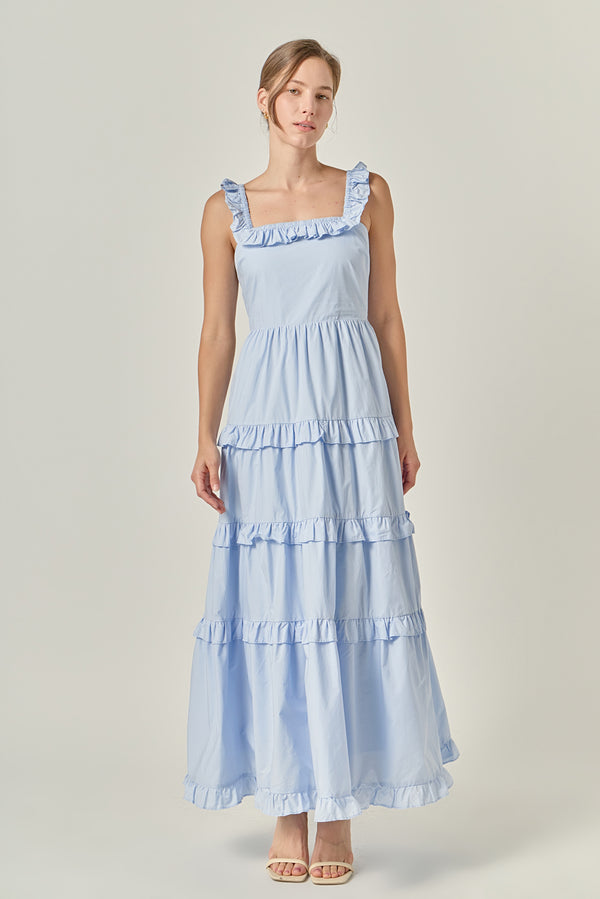 english factory Celeste Ruffle Dress POWDER BLUE