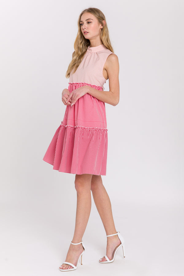 English Factory Check Color Block Mini Dress MULTI