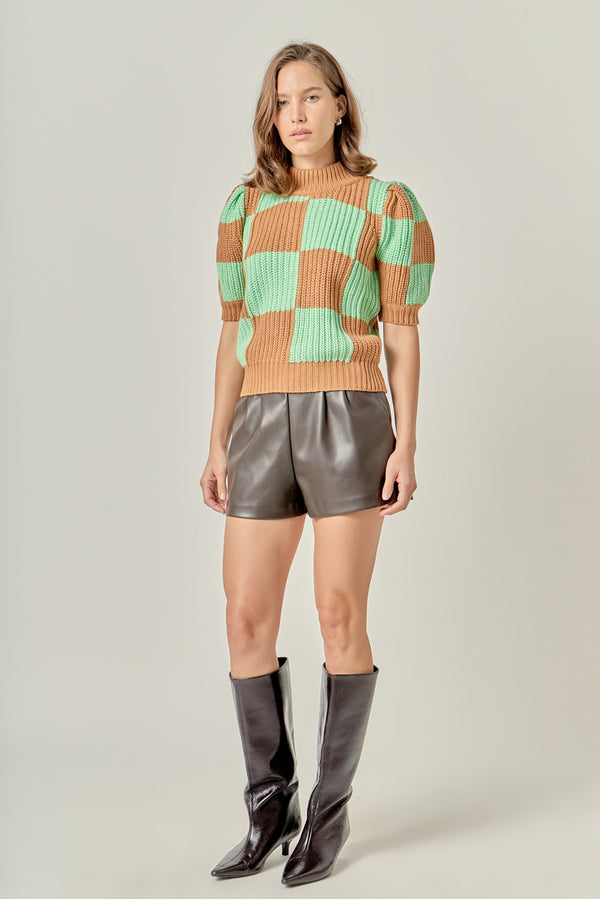 English Factory Check Pattern Sweater BROWN GREEN