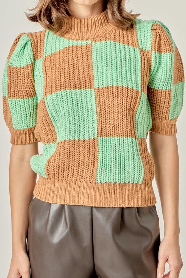 English Factory Check Pattern Sweater BROWN GREEN