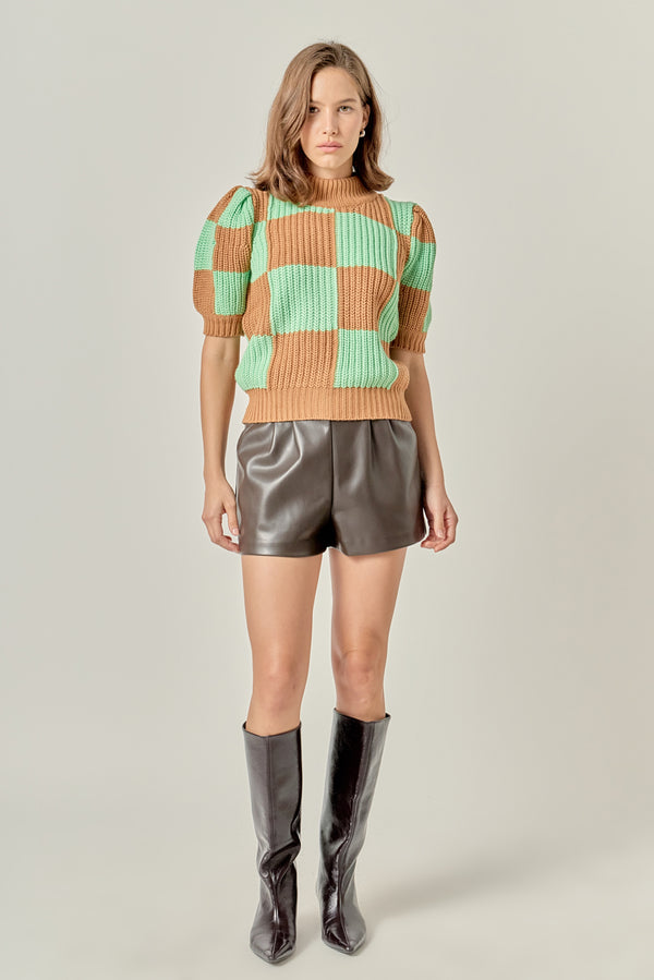 english factory Check Pattern Sweater BROWN GREEN