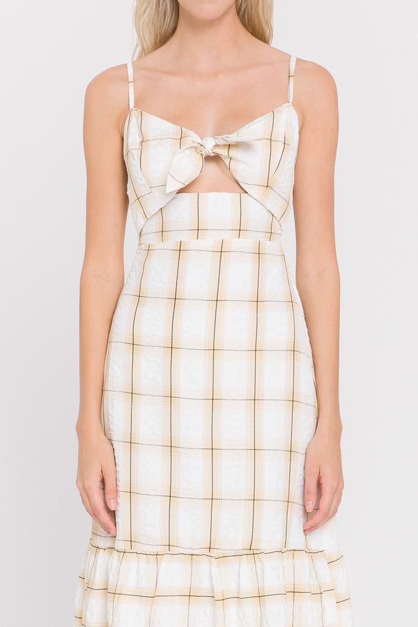 English Factory Check Print Maxi Dress YELLOW