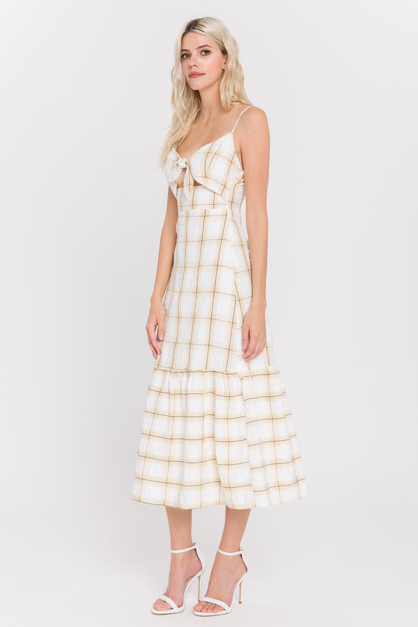 English Factory Check Print Maxi Dress YELLOW