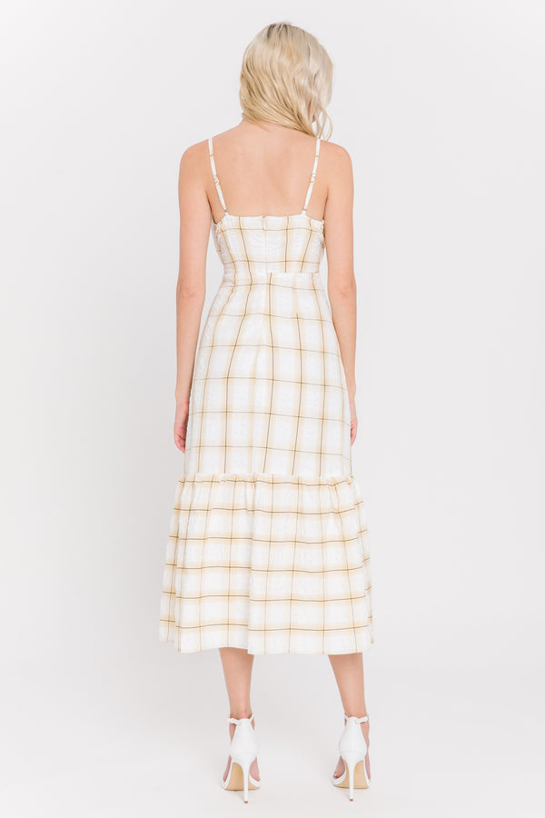 English Factory Check Print Maxi Dress YELLOW