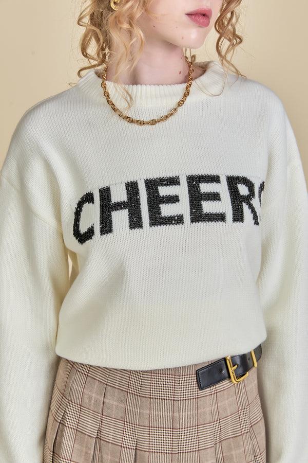 English Factory Cheers Lettering Sweater WHITE