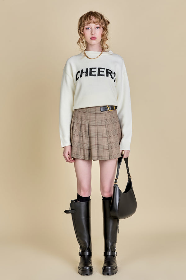 english factory Cheers Lettering Sweater WHITE